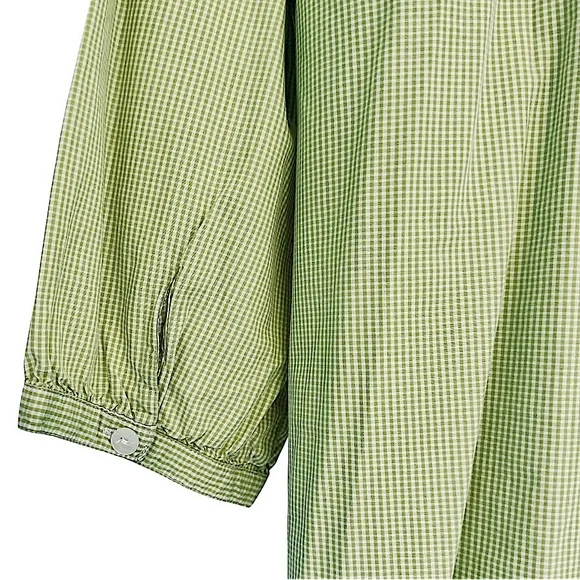 Avenue The Pleat Shirt Apple Green White Gingham Button Front 3/4 Sleeve 18/20 - Picture 4 of 14